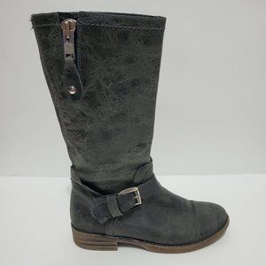 Bed Stu Leather Moto Boots gray Distressed